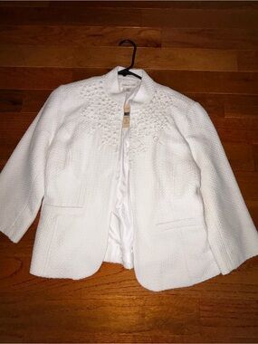 Coldwater Creek White Textured Cropped Blazer